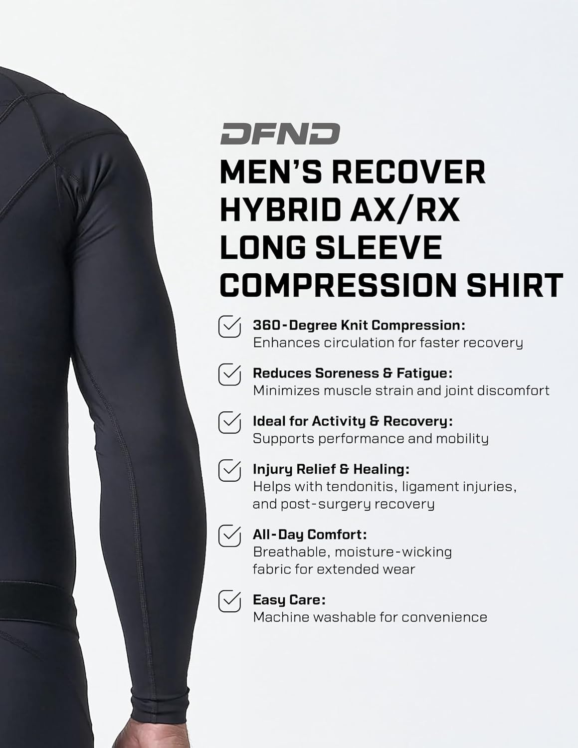 Men’s LS Compression Posture Shirt for Back, Shoulder & Neck Pain - for Training & Recovery - Made in USA