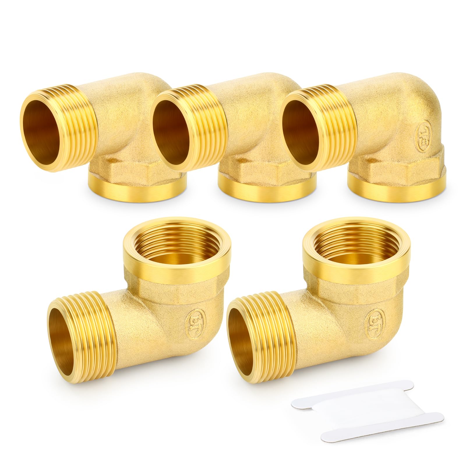TAILONZ 5Pcs Coude 90° Laiton 1" BSP Mâle x Femelle Raccord | Raccord coudé 90° laiton, étanchéité renforcée, résiste à la corrosion, pour pneumatique et hydraulique.