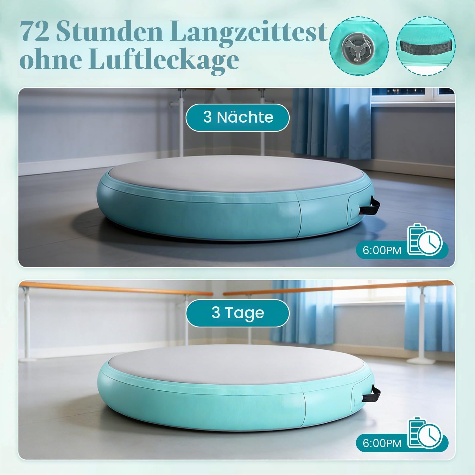 Air Matte Track Tumbling Matte, Airspot 100 x 15 cm Aufblasbar Gymnastikmatte Turnmatte Tumbling Matten hoch mit Luftpumpe für Zuhause/Taumel/Turnhalle/Ausbildung/Cheerleading