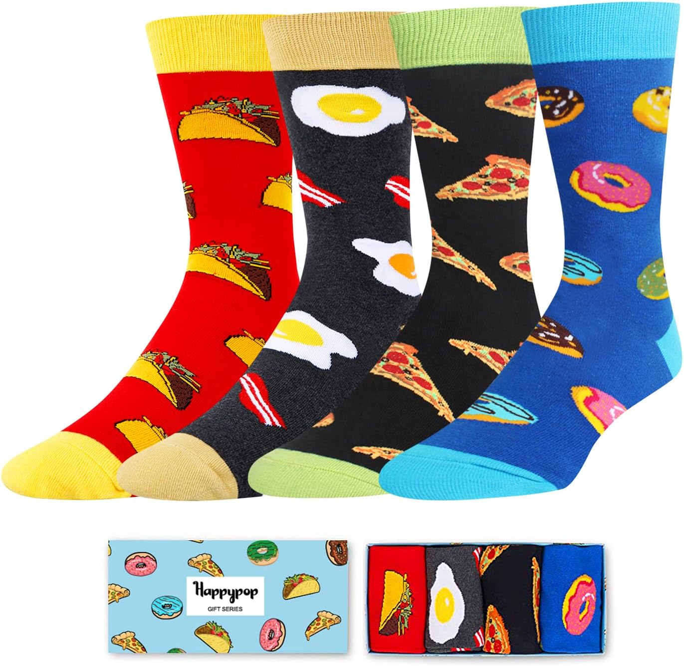 HAPPYPOP Funny Men Socks - Food Men Socks for Food Lover, Christmas Animal Gifts for Him