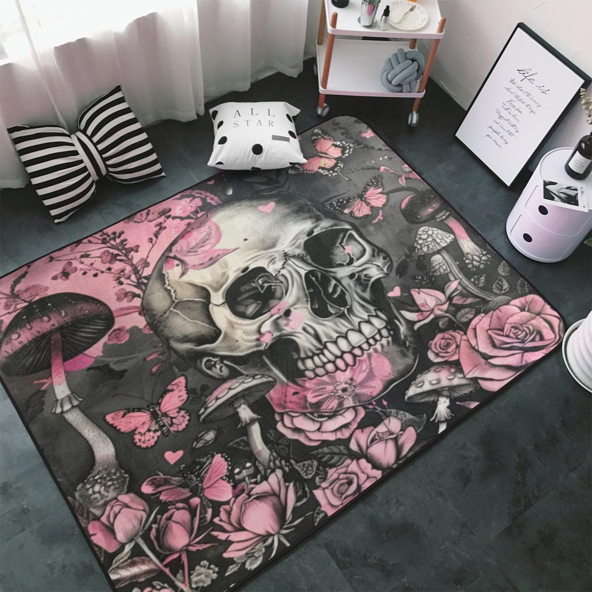 Tapis squelette de dessin animé durable et résistant aux taches pour chambre à coucher