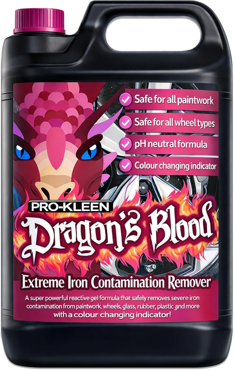 Pro-Kleen Dragon's Blood Extreme Fallout Remover 5L – Ultimate Iron Contamination Cleaner for All Wheel Types! Super Concentrated, pH Neutral Formula – Perfect for Alloy Rims, Paintwork, and Glass