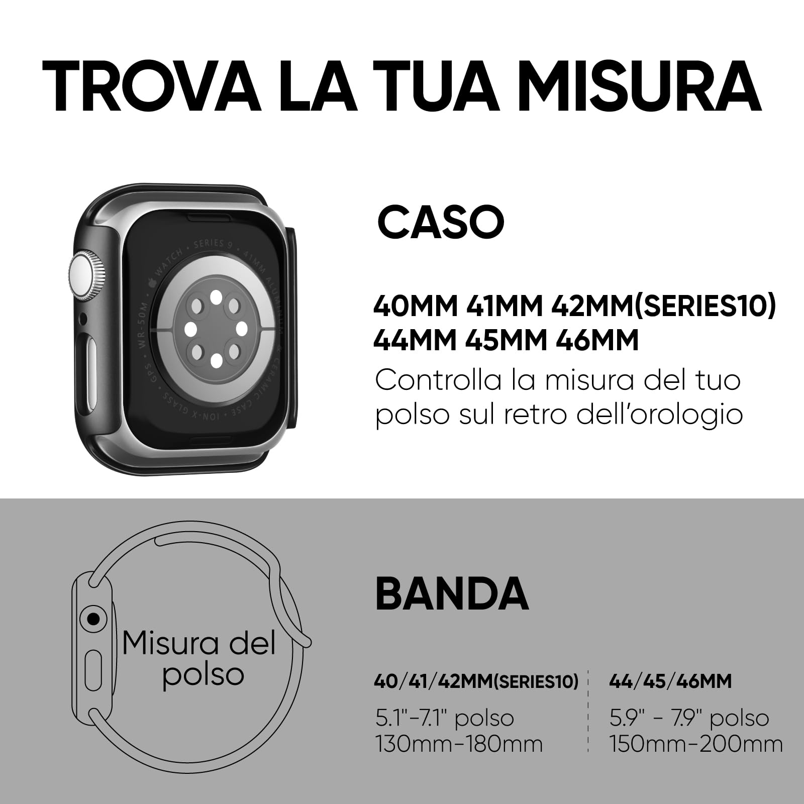 Raradev 3-in-1 per Cinturini Apple Watch Serie 10 42mm con Custodia e Proteggi Schermo, Cinturino Sportivo in Silicone e Cover Protettiva con Vetro Temperato 9H per iWatch Serie 10, Nero
