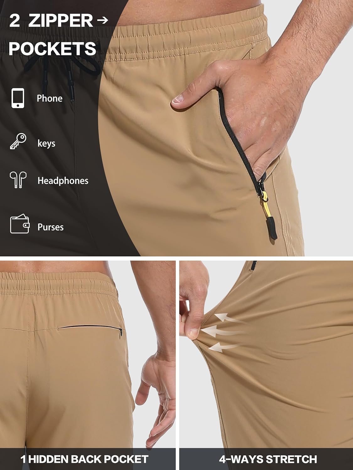 Men's Hiking Pants Lightweight Quick Dry Waterproof Breathable Athletic Joggers Track Running Sweatpants - Image 4