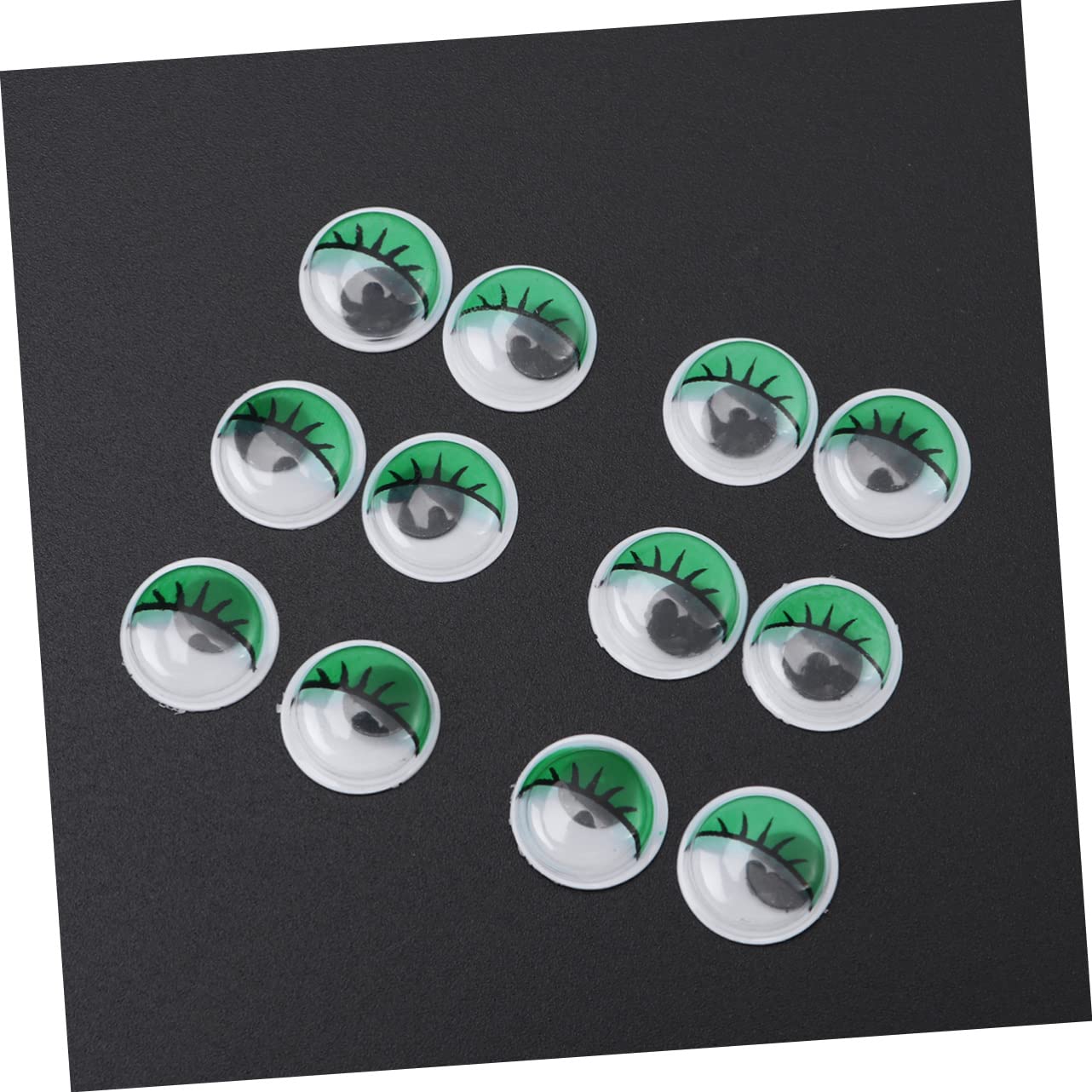 DIYEAH 100pcs Googly Eyes 10mm Eyelashes DIY Cartoon Eyes Eyelashes Craft Decor Toys Doll Making (Green), medium - Image 3