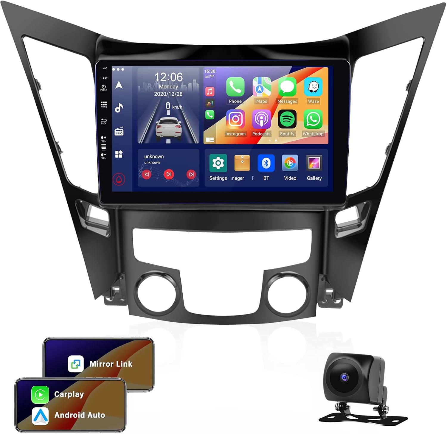 2+32G 8-Core Android 12 Car Stereo for Hyundai Sonata 2010-2015 with Apple Carplay Android Auto Mirror Link 9 inch Touch Screen Bluetooth 5.0 FM/AM/RDS Radio DSP EQ WiFi Pluggable 4G Card AHD Camera 8-Core Android 12 Carplay+Auto+Mirror Link+Theme