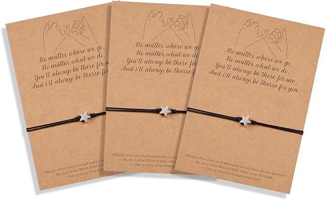 YELUWA 3PCS Pinky Promise Bracelets Charm Best Friends Couple Family Adjustable Waterproof Handmade Cord Friendship Distance Matching Relationship Bracelet