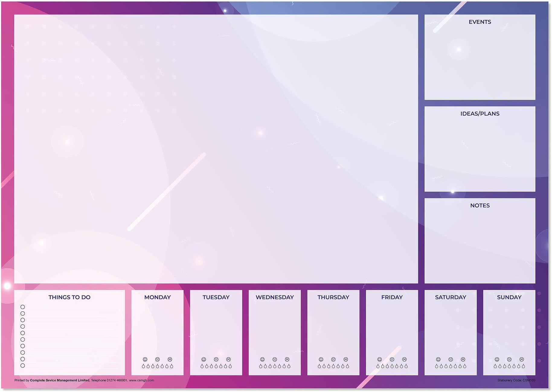 A3 Desk Pad, 50 Sheets Per Pad, 90GSM, Plain, Strong Grey Backboard