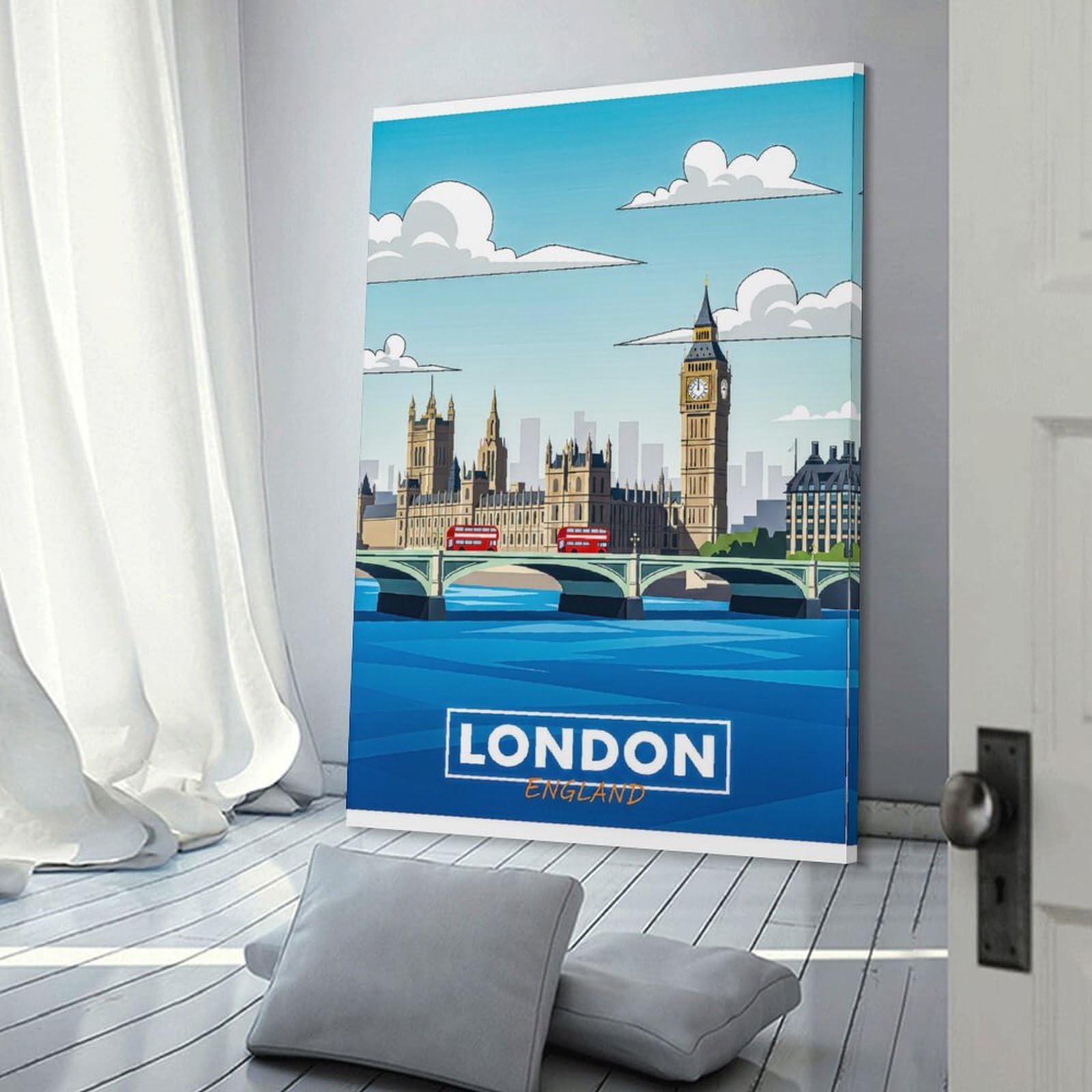 Junmoney London Skyline with Big Ben Home Decor Wall Art, 20x30inch(50x75cm), for Home Walls, Creative Rooms Or Shared Spaces, An Adaptable Decor Piece for Home Use