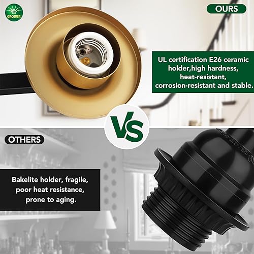 Miniatura 5 de GROWER Lámparas de baño de 3 luces, luz negra para tocador de baño, luces de tocador de baño sobre espejo con pantalla de vidrio transparente,