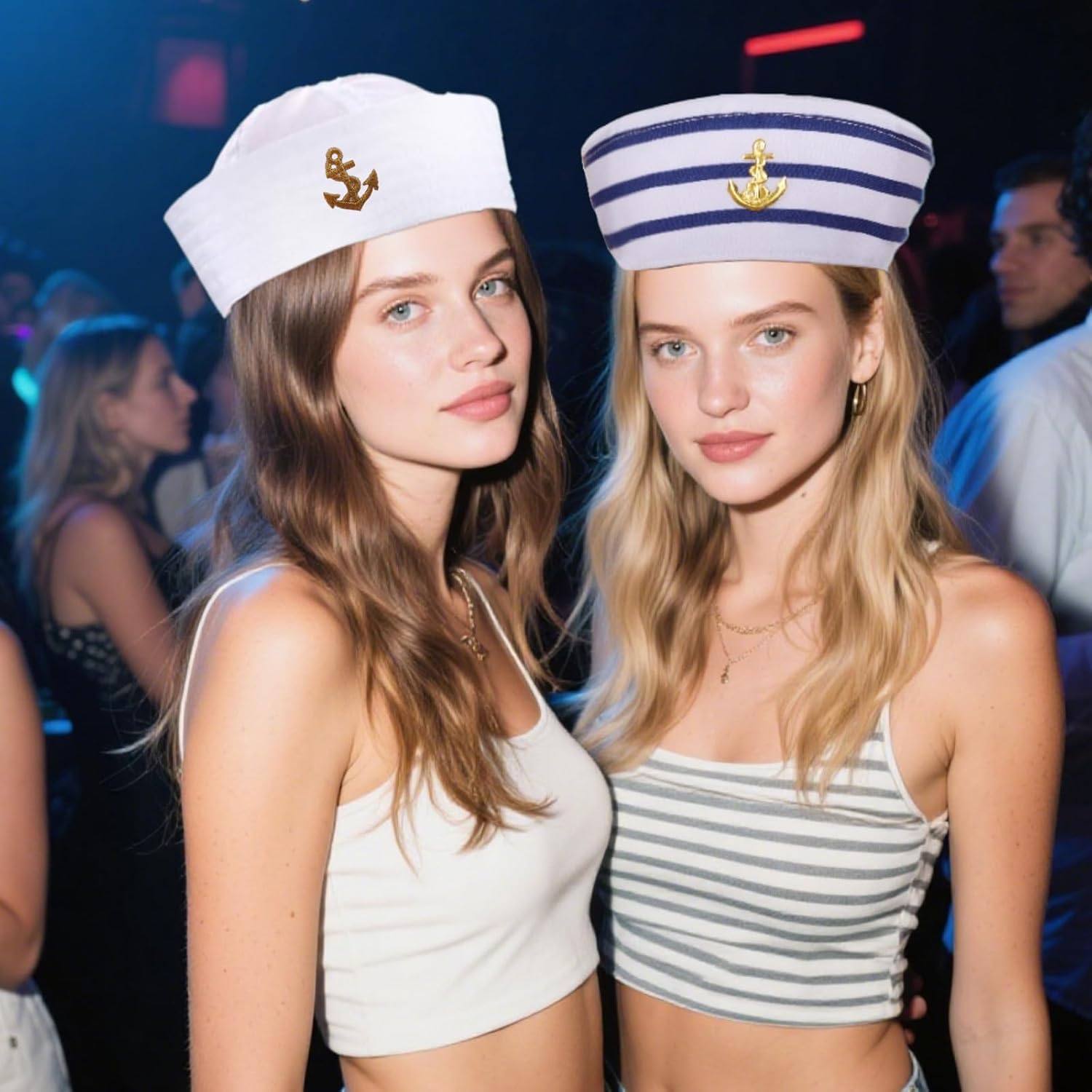 Gvhntk 6 Pieces Yacht Captain Sailor Hat Navy White Ship Boat Cap for Men Women Costume Accessory Halloween Dressing up Party