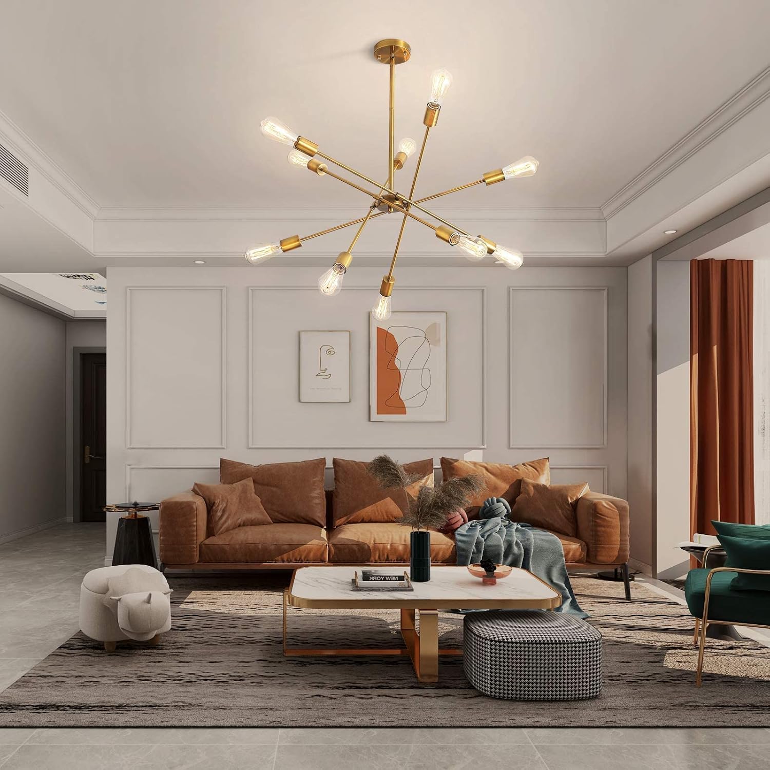 Blасk Frіdау - 80% оƒƒ Gold Sputnik Chandeliers, Modern Pendant Light Fixture Rotatable Poles for Dining Room Living Room Bedroom Cafe Bar Decoration