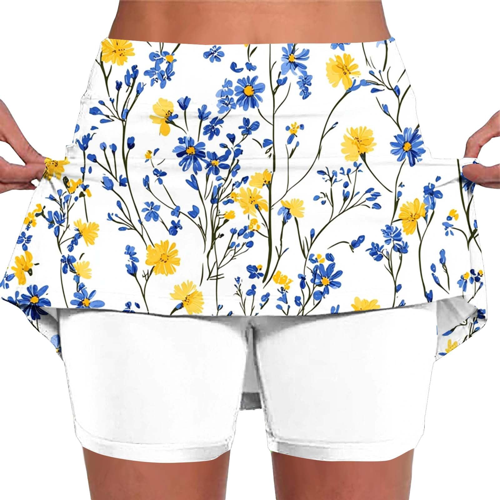 Skorts for Women Plus Size Tummy Control Legging with Skirts Casual High Waist Mini Skirts Athletic Tennis Short — view 10