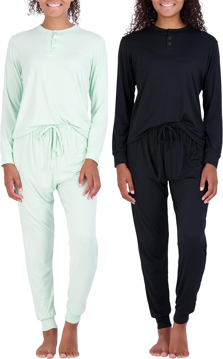 Real Essentials 4 Piece: Women’s Long Sleeve Pullover Hoodie Henley Sweatshirt & Jogger Set- Athletic Lounge Sweatsuit