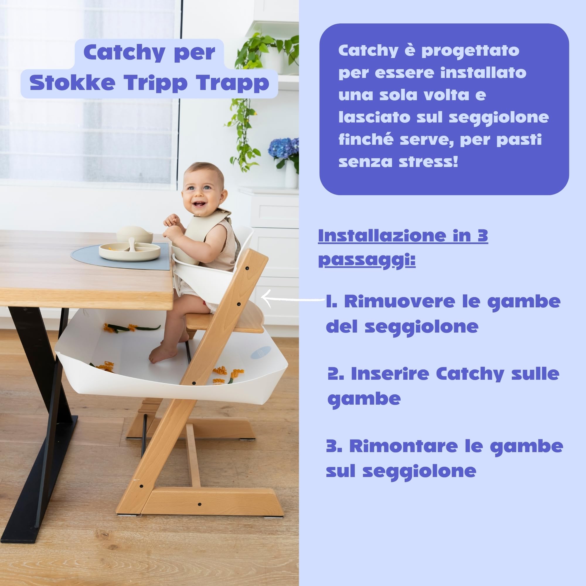 CATCHY Cattura cibo Accessorio sotto il seggiolone Compatibile Stokke Tripp Trapp