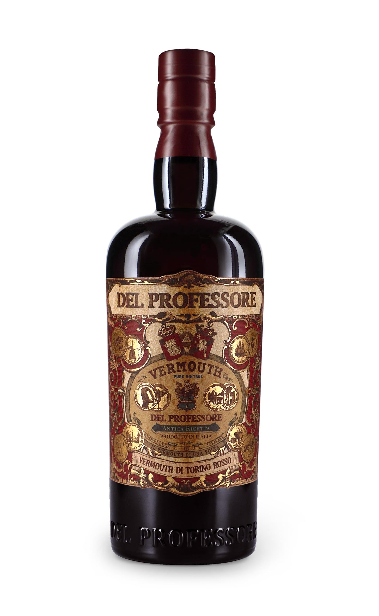 Del Professore Vermouth di Torino G.I. Rosso - roter Wermut aus Italien - als Aperitif oder zum Mixen von Cocktails - 18% vol. - 1 x 0,75 Liter