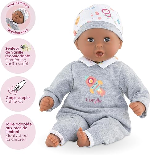 Miniatura 2 de Corolle Bébé Calin Marius - Muñeca de bebé suave de 12 pulgadas con aroma a vainilla, traje rosa y ojos durmientes para niñas de 18 meses en