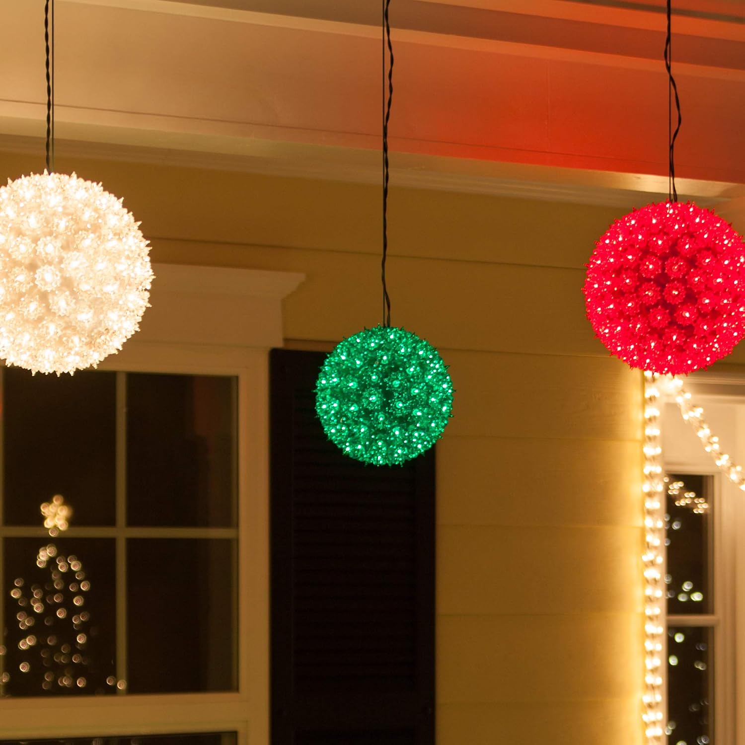 Wintergreen Lighting 10 Inch Clear Starlight Sphere, 150 Lights, Indoor-Outdoor Christmas Hanging Ball Light for Decorations, Party, Weddings, Porches, Patios, with Stackable Plug, S-Hook