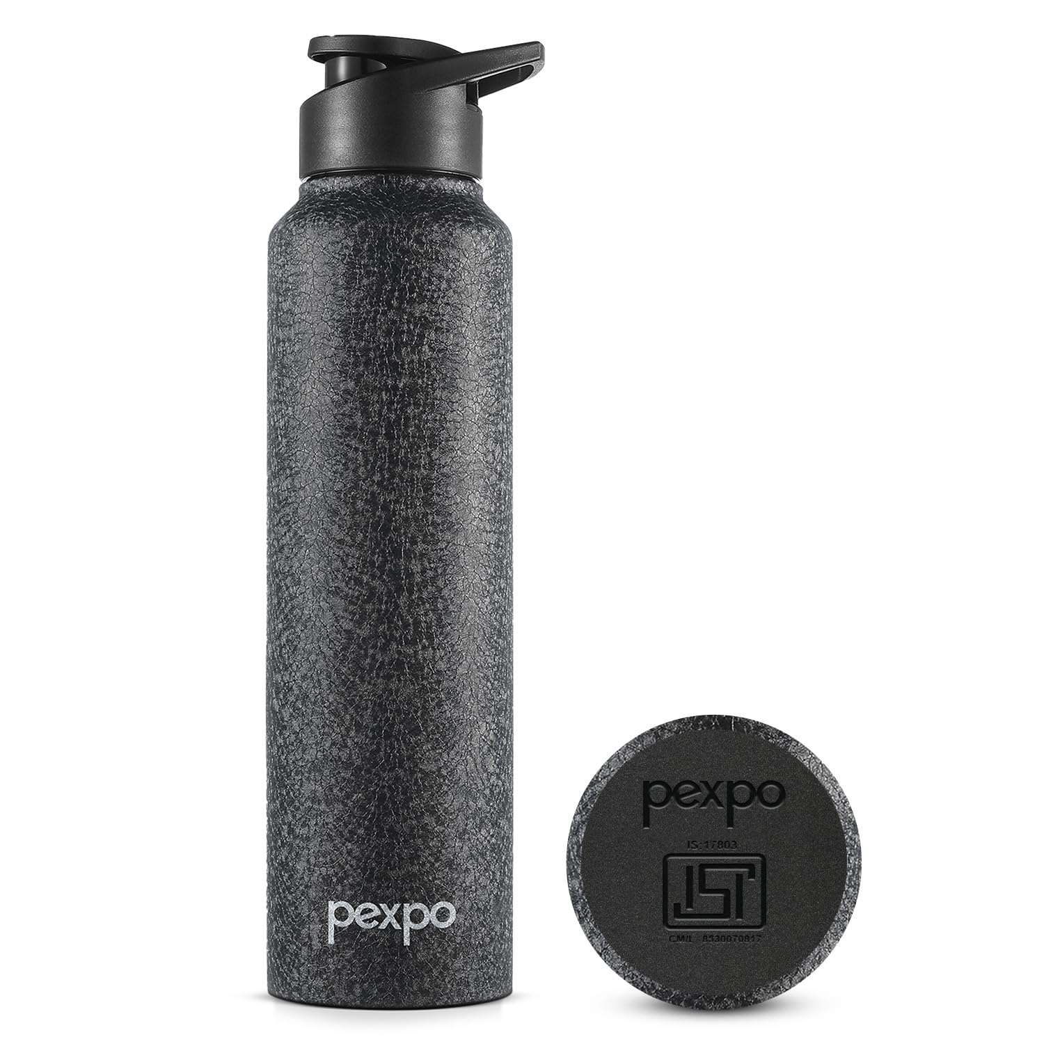 PEXPO Chromo Stainless Steel Sports/Fridge Sipper Water Bottle 1 Litre, Black | Eco friendly | BPA Free | Water Bottle for Office, Gym/Workout, School, Yoga, Trekking, Men, Women and Kids
