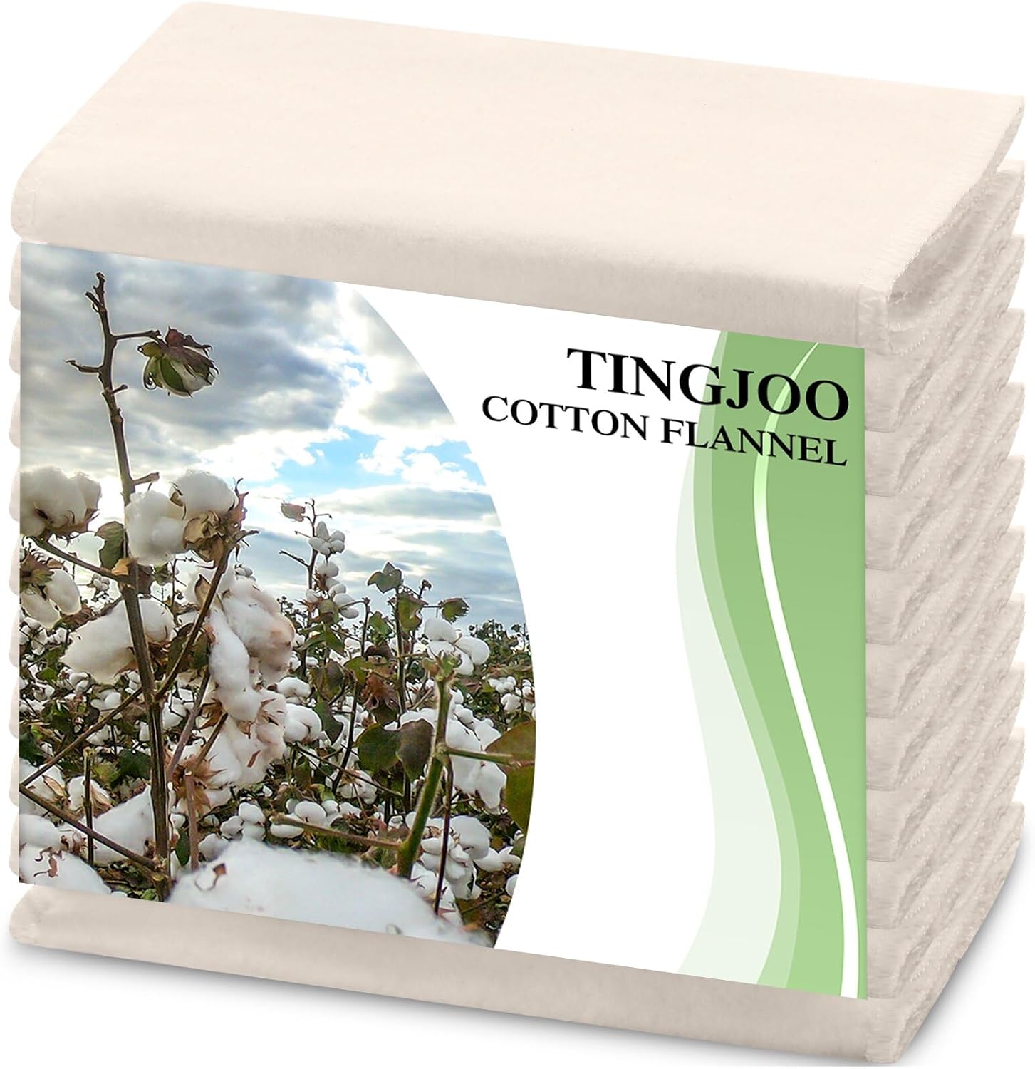 Tingjoo Organic Cotton Flannel for Castor Oil Pack Wrap, White, 20 Pcs | Unbleached Reusable Castor Oil Wrap, Soothing Heat Compress, Soft and Highly Absorbent, for Abdomen Liver Joints, Other Areas