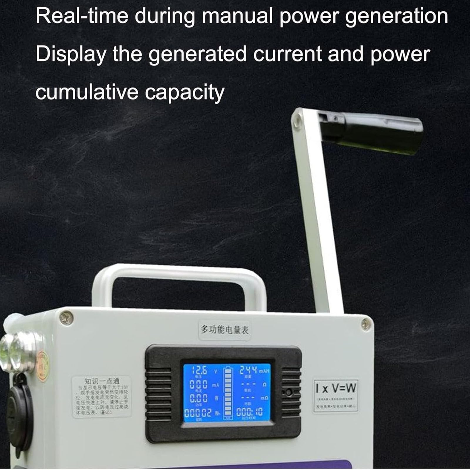 Fuente de alimentación de emergencia de 500W,Generador portátil de manivela. Estación de energía para camping,Para camping y cortes de luz.