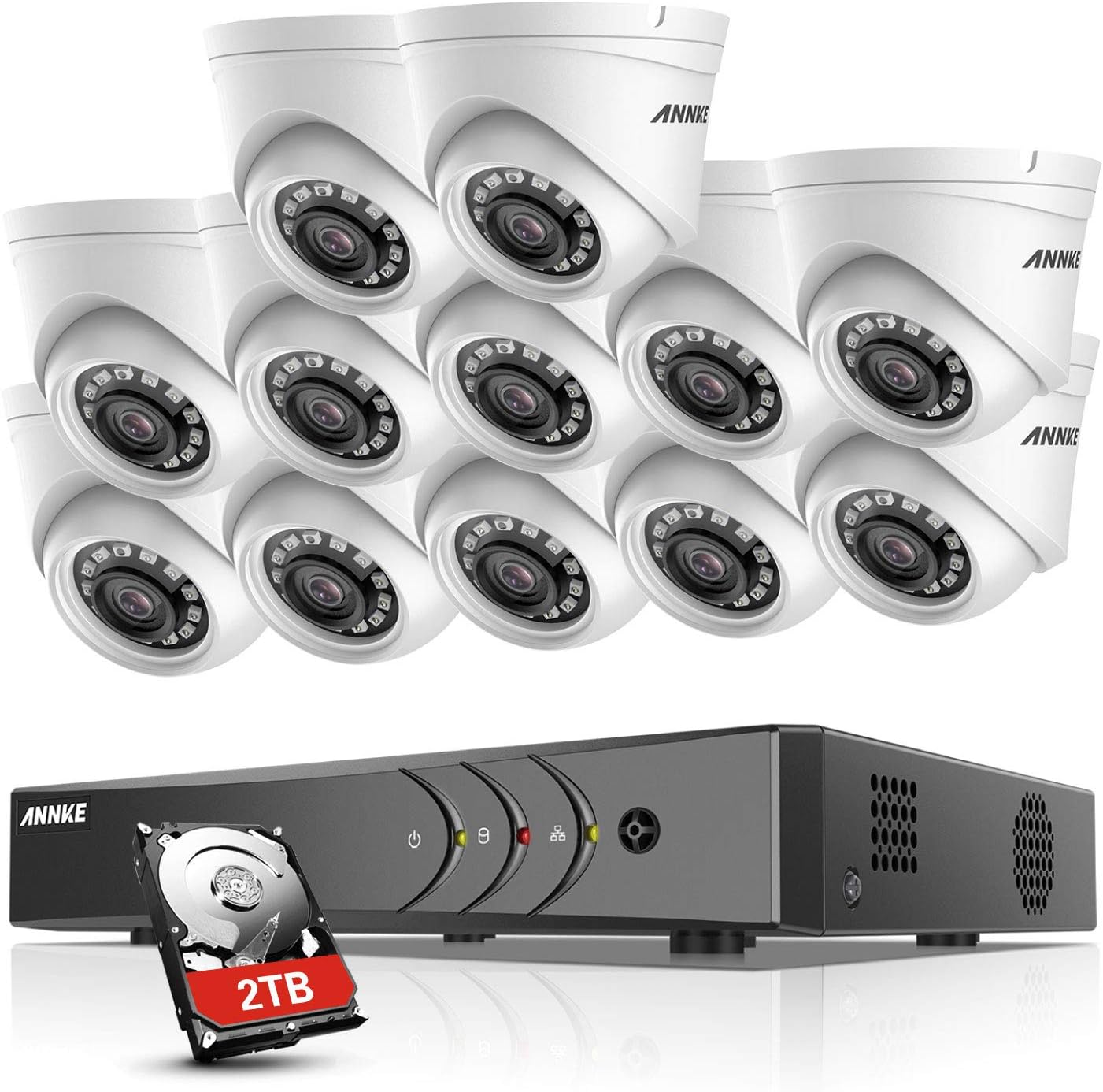 Discount 90% ANNKE Y200 16-Channel HD-TVI 1080P Lite Video Security System DVR Recorder with (12) HD 1080P Indoor/Outdoor Weatherproof CCTV Cameras 2TB Hard Drive, Motion Alert, Smartphone& PC Easy Remote Access