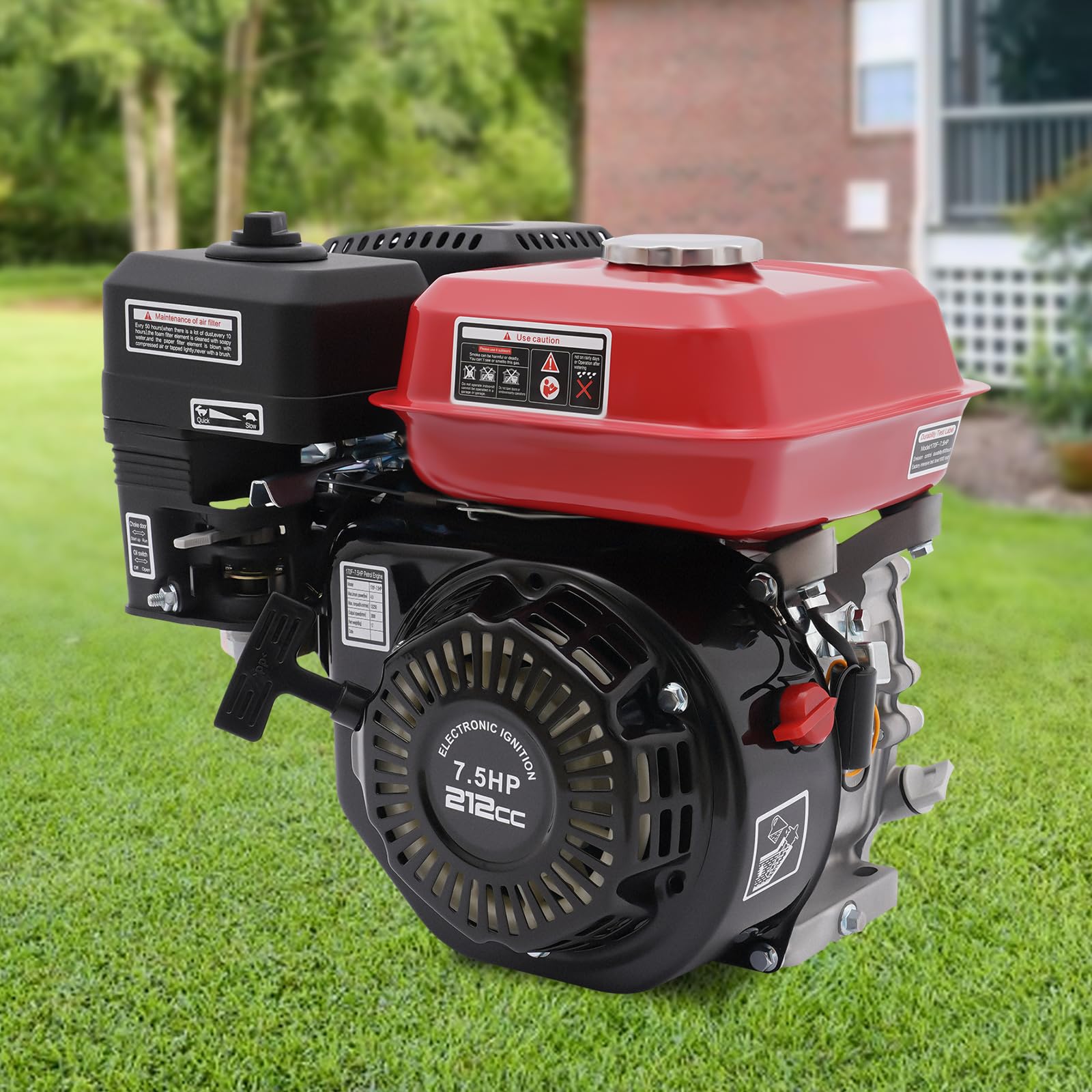 Motore a benzina da 7,5 CV, 4000 W, 4 tempi, Go Kart con motore, benzina, 212 ccm, per tosaerba, pompa dell'acqua, vibrazione, generatore, potente efficiente, durevole, raffreddato ad aria