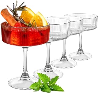 DAJAVE Cocktailgläser, 4er-Set, 280 ml, Espresso-, Martini-Gläser, Coupé-Gläser zum Servieren von Cocktails, Party