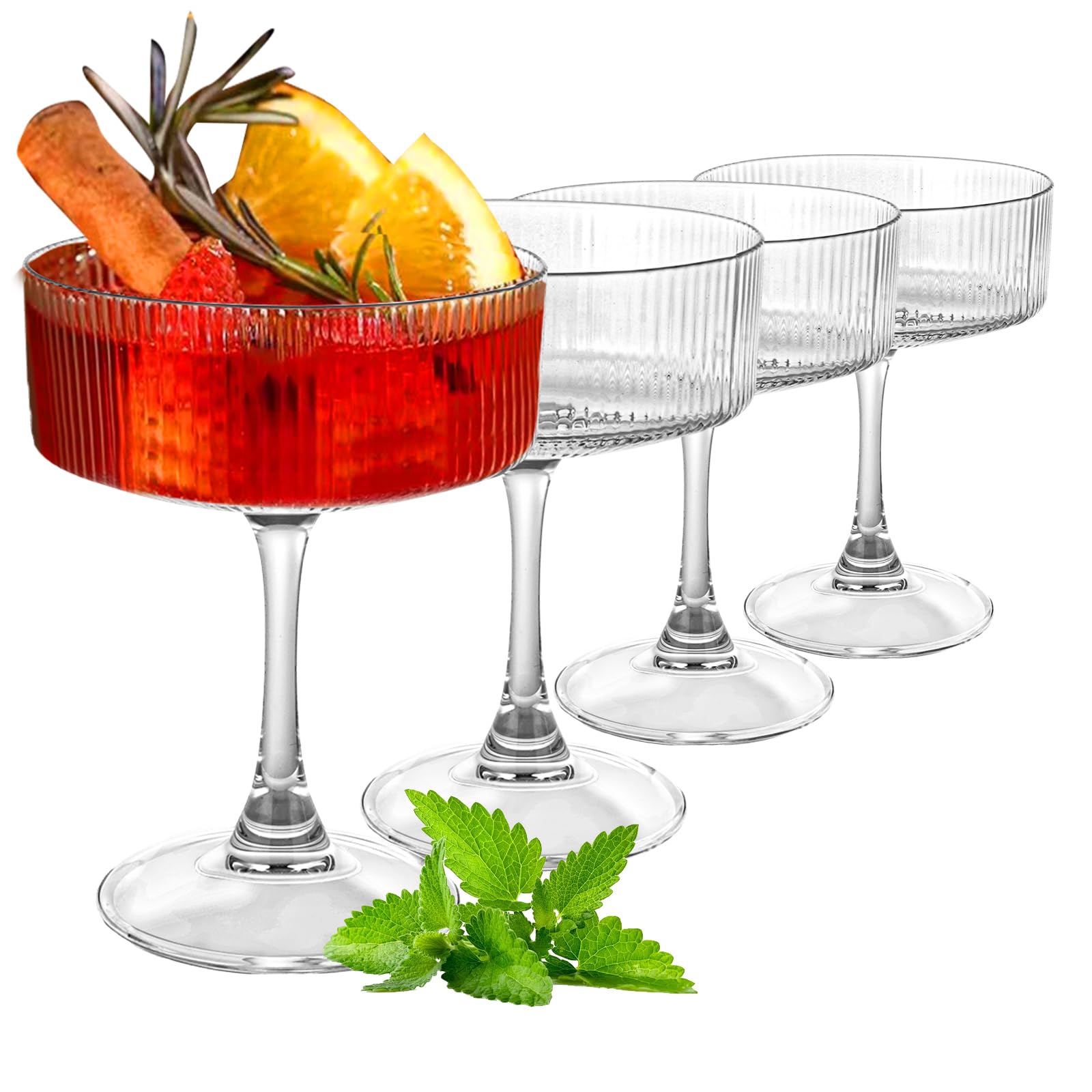 DAJAVE Cocktailgläser, 4er-Set, 280 ml, Espresso-, Martini-Gläser, Coupé-Gläser zum Servieren von Cocktails, Party