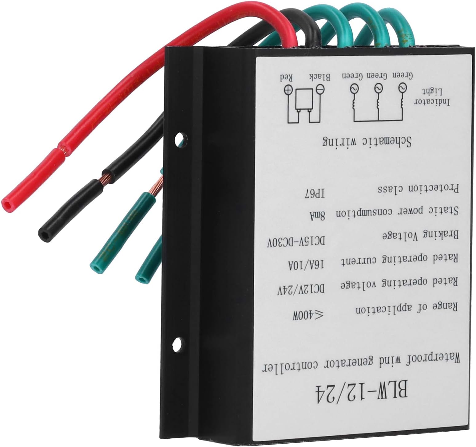 Walfront Wind Charge Controller 12V-24V 400W IP67 Rating with Automatic Voltage Adjustment for Off Grid Solar Hybrid Power Systems