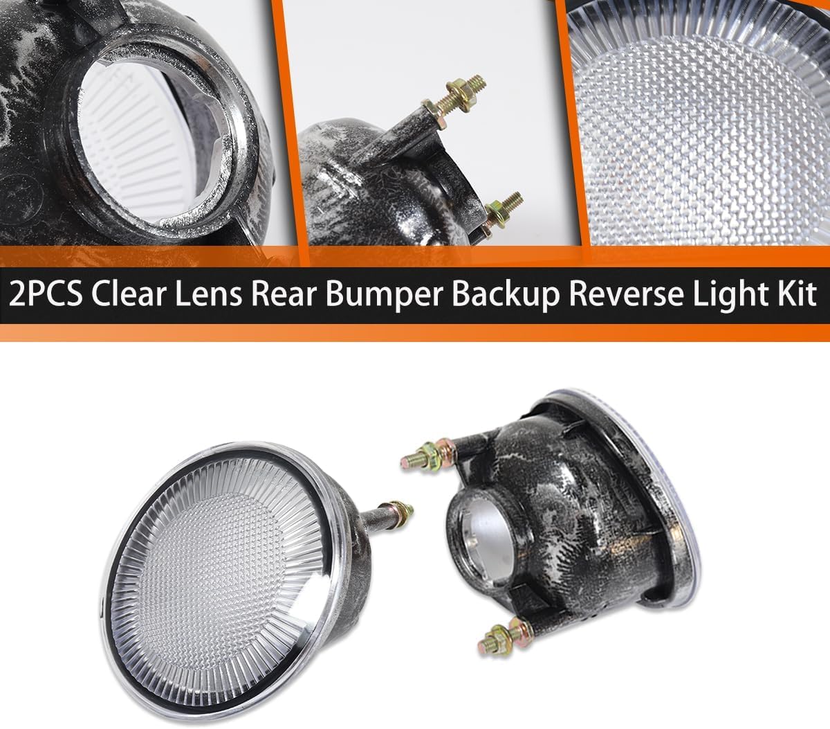 Adiil For 1998-2005 VW Beetle 2PCS Clear Lens Rear Bumper Backup Reverse Light Kit
