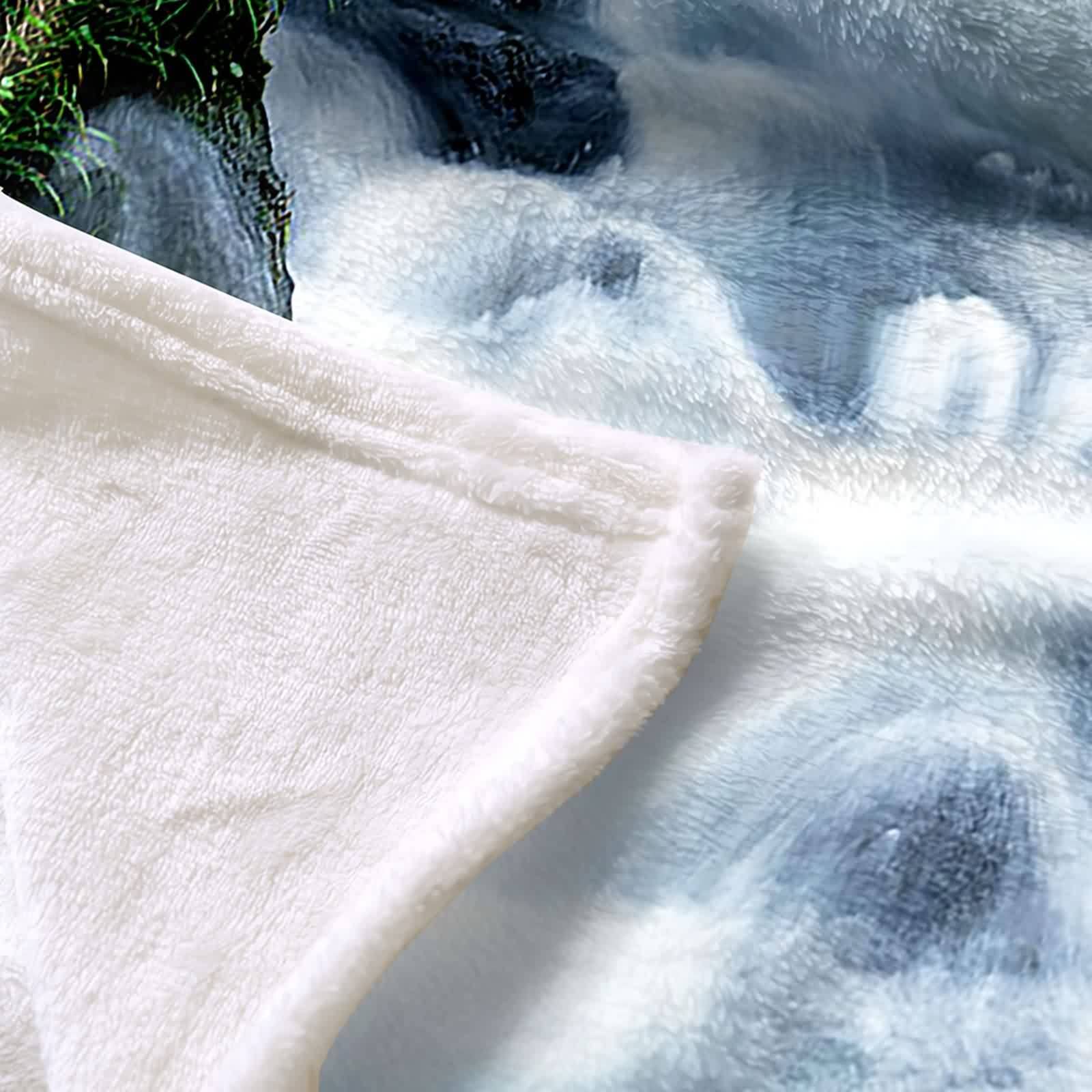 Manta Sofá Forro Polar, Manta Sofa 150x200 Franela Blanco Negro Verde Arroyos de Piedra Blanket Couch Cama Suave Calentita Regalo