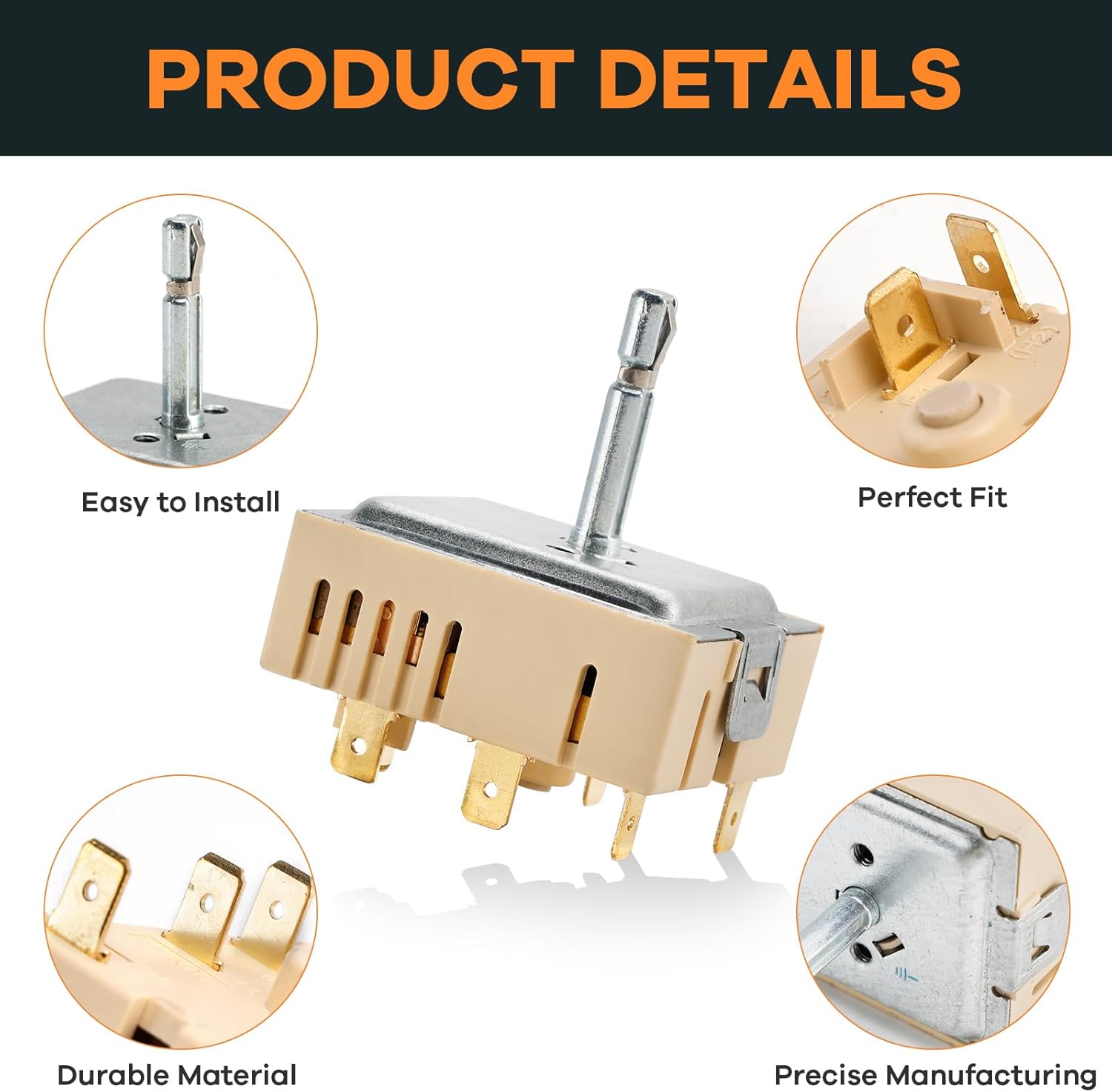 DG44-01006B Dual Infinite Switch For Samsung, PER001-12D Compatible with Samsung Range Oven Surface Element Control, Fits Stove NE59J7750WS NE58K9850WS NE59M4310SS Replacement Parts