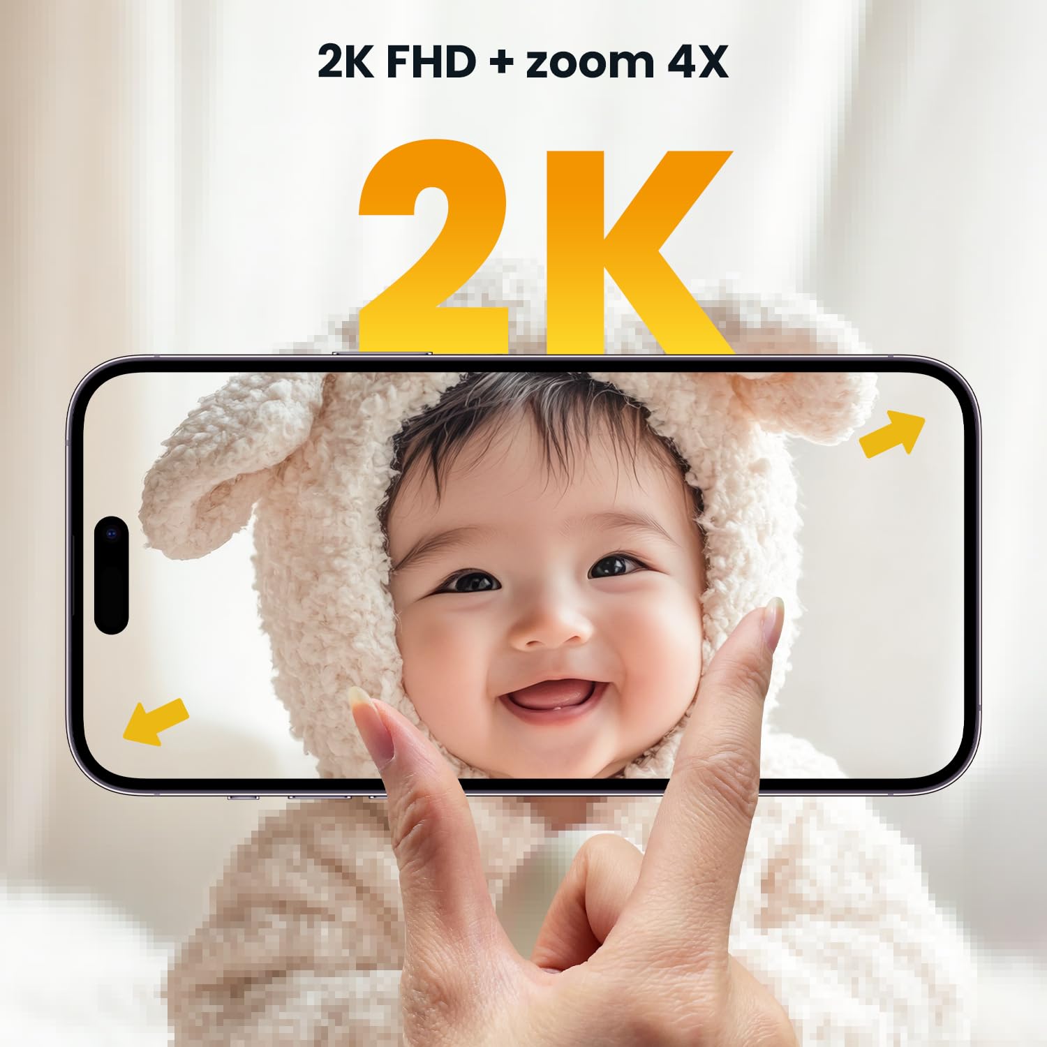 ieGeek Cámara Vigilancia Bebes 5" 2K/3MP, Baby Monitor con Vista 360° PTZ, Detección Movimiento y Llanto, Audio Bidireccional, Visión Nocturna, Temperatura, Regalo Recién Nacidos