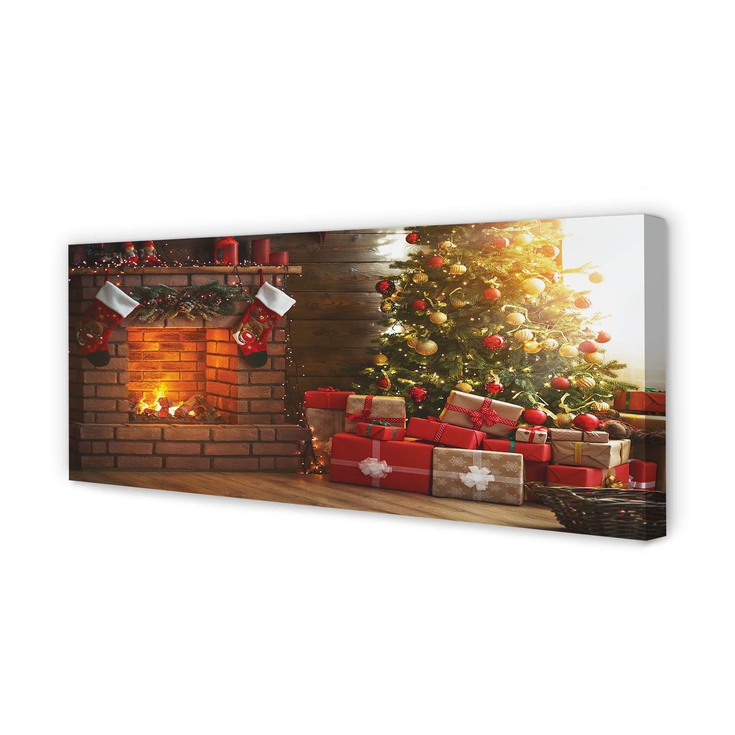 Cheminée de Noël sur toile Tulup 125x50cm pour illuminer les soirées d'hiver