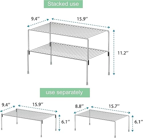 Miniatura 3 de iPEGTOP Juego de 4 estantes apilables de almacenamiento para armario de congelador, marco de metal de acero inoxidable, organizador de cocina,