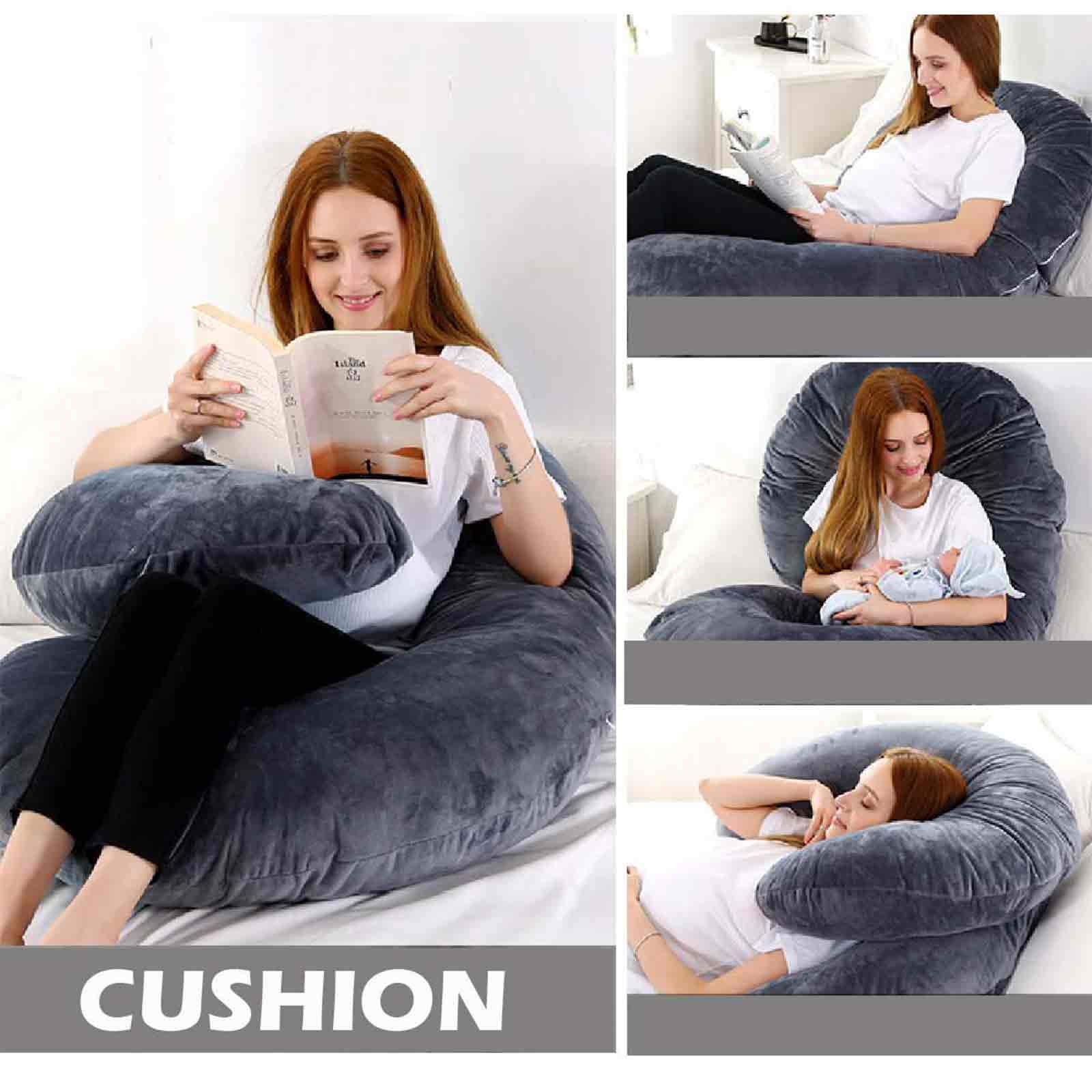 AIZYR A Forma di C. Cuscino per La Gravidanza, Cuscino per Tutto Il Corpo Cuscino maternità Comfort con Rivestimento in Velluto Lavabile Rimovibile per L'Allattamento al Seno del Bambino,Viola