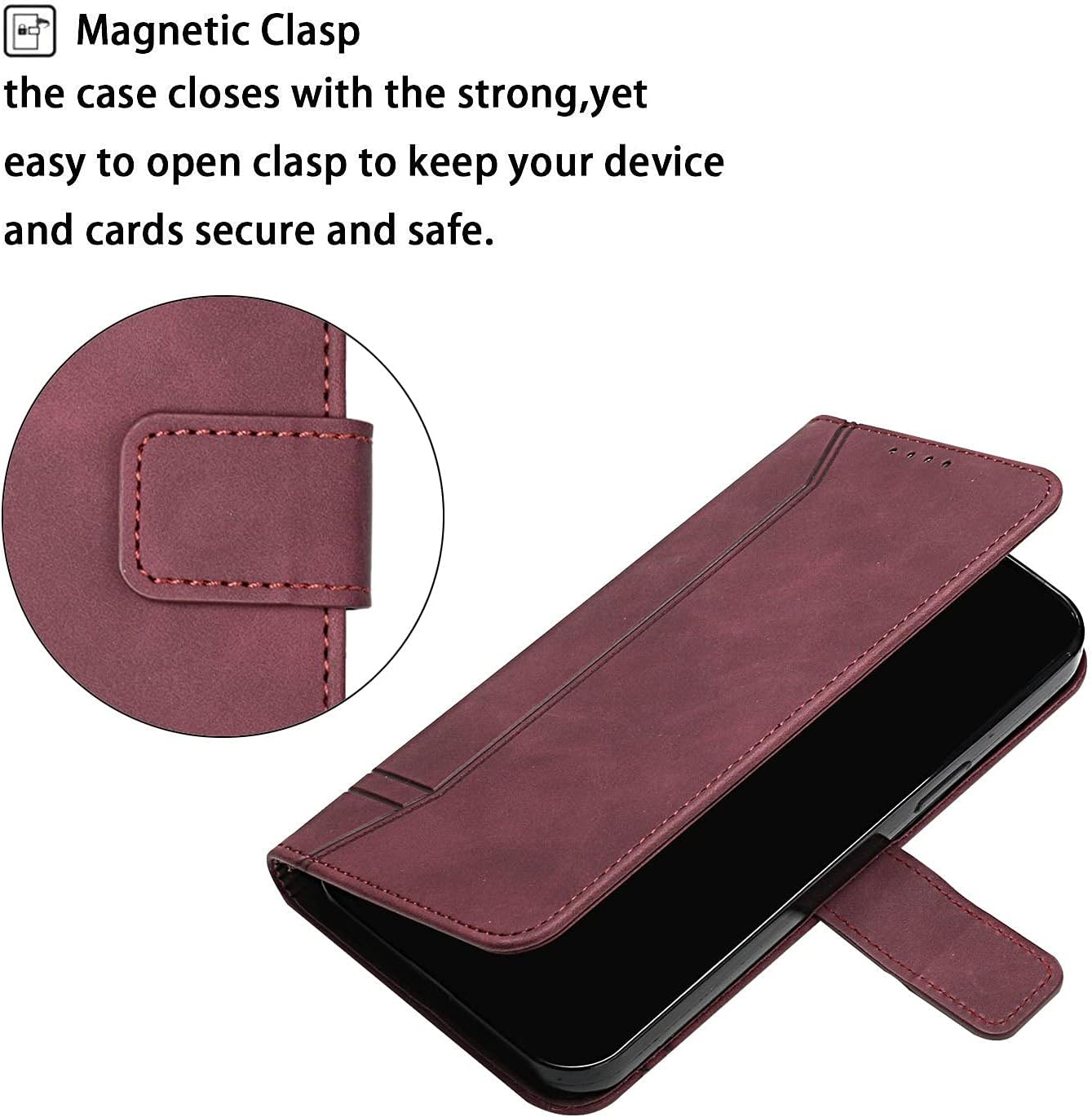 QIWEIQING Xiaomi Redmi Note 10 Pro Wallet Case, Redmi Note 10 Pro Max Magnetic PU Leather Case mit Credit Card Holder - Image 5