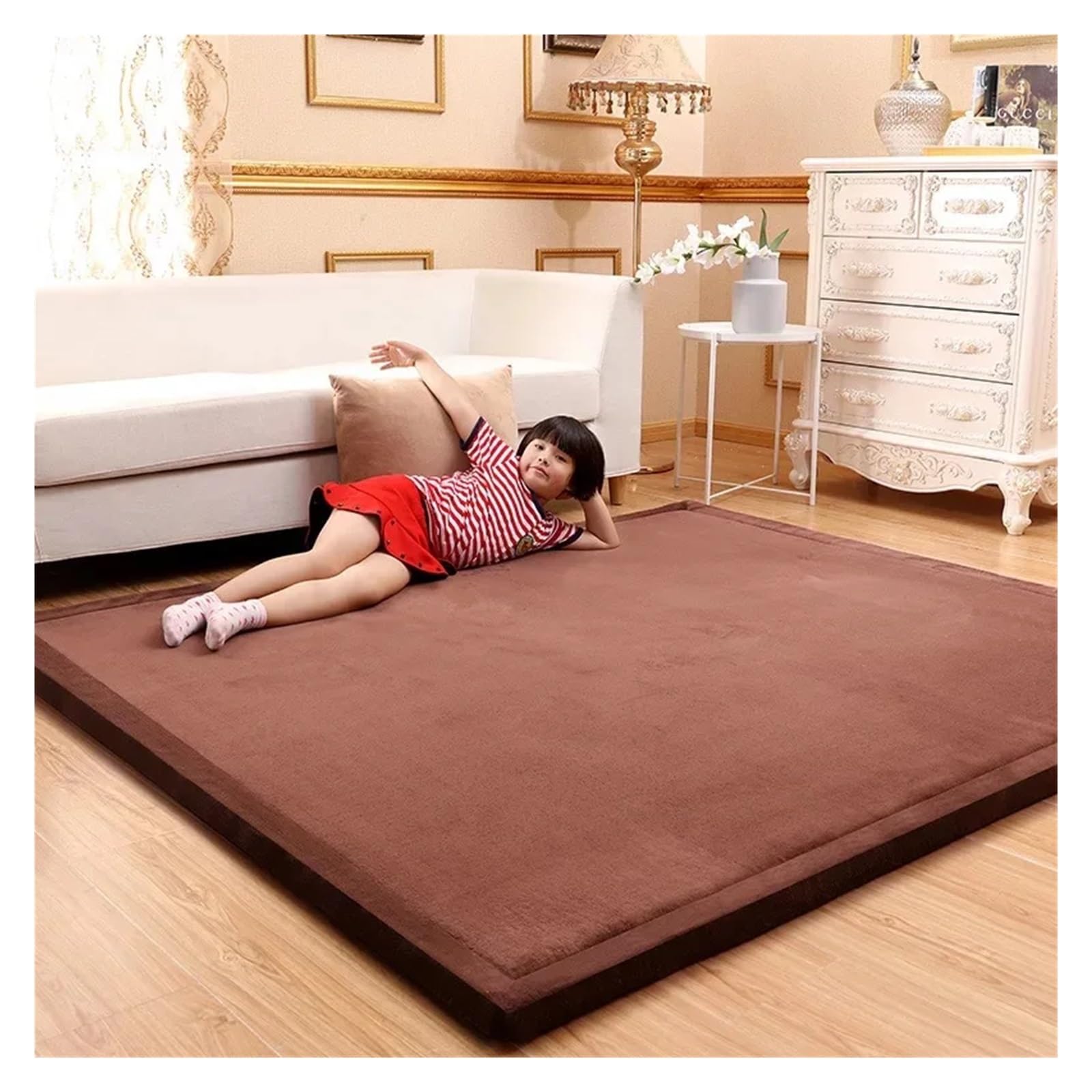 Tapis en velours polaire de corail épais de 3cm pour un confort moelleux au salon