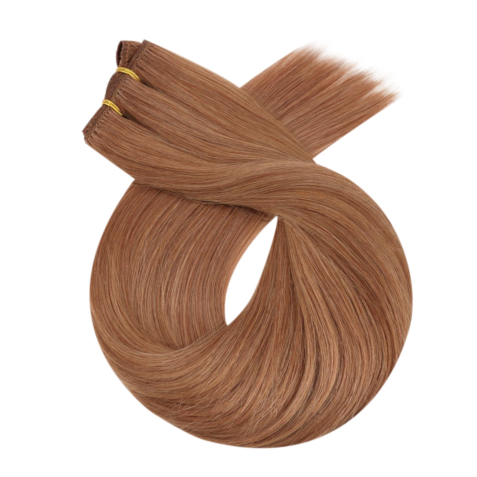 Moresoo Weft Hair Extensions Real Human Hair Medium Brown Highlighted Platinum Blonde Sew in Human Hair Extensions Brown to Blonde Full Head Remy Straight 18 Inch 100g/Pack #P6/60 — view 136