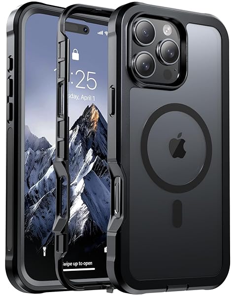 for iPhone 13 case, with [Compatible with MagSafe][Military Grade Drop Protection][Heavy Duty Protection][Non-Slip][Shockproof] with 2-Layer Durable Bumper Phone Case 6.1''-Black