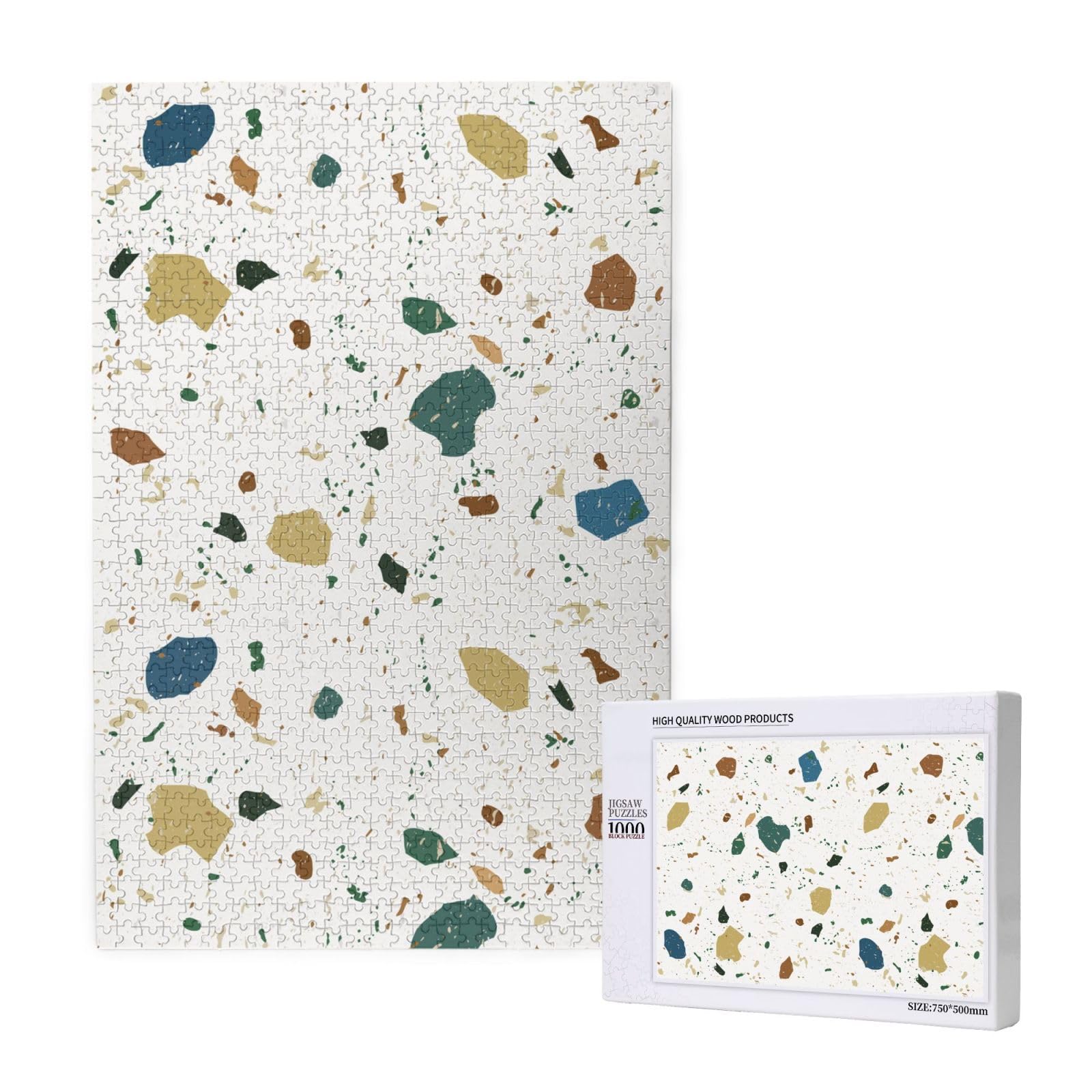 Motivo terrazzo senza soluzione di continuità, marmo italiano classico, puzzle da 1000 pezzi per adulti, puzzle impegnativi, puzzle a incastro