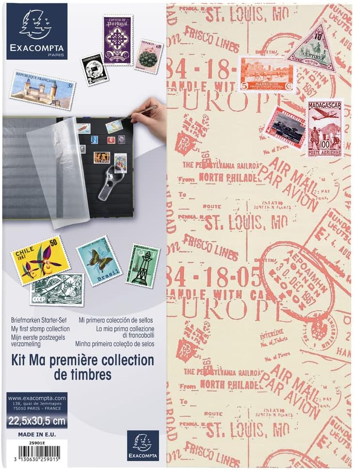 Exacompta"Hard Bound Kit Philatelie" Air Mail Stamp Album, Multi-Colour, 22.5 x 30.5 x 2.0 cm