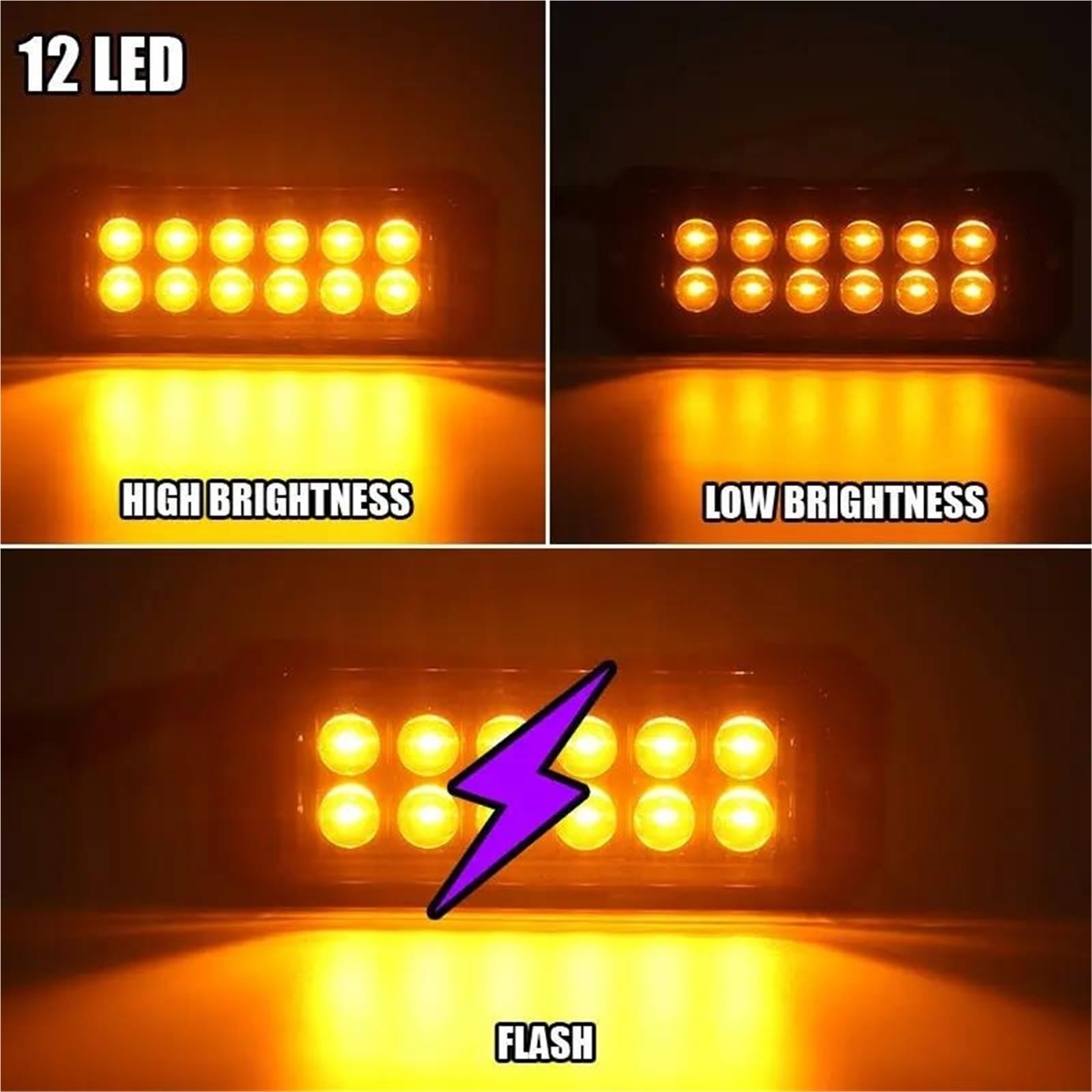 Freccia Auto Spia Luminosa Di Segnalazione Laterale Per Camion Da 12 V-24 V Per Auto, Camion, Rimorchio, Camion, Trattore, Furgone Indicatore Laterale(8 LED Amber)