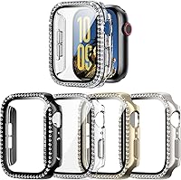 Vista 7 de 4 Pack Fundas Brillantes para Apple Watch SE 3/SE 2/SE/6/5/4 44mm, Funda Protectora de Diamantes y Brillantes con Protector de Pantalla de Vidrio