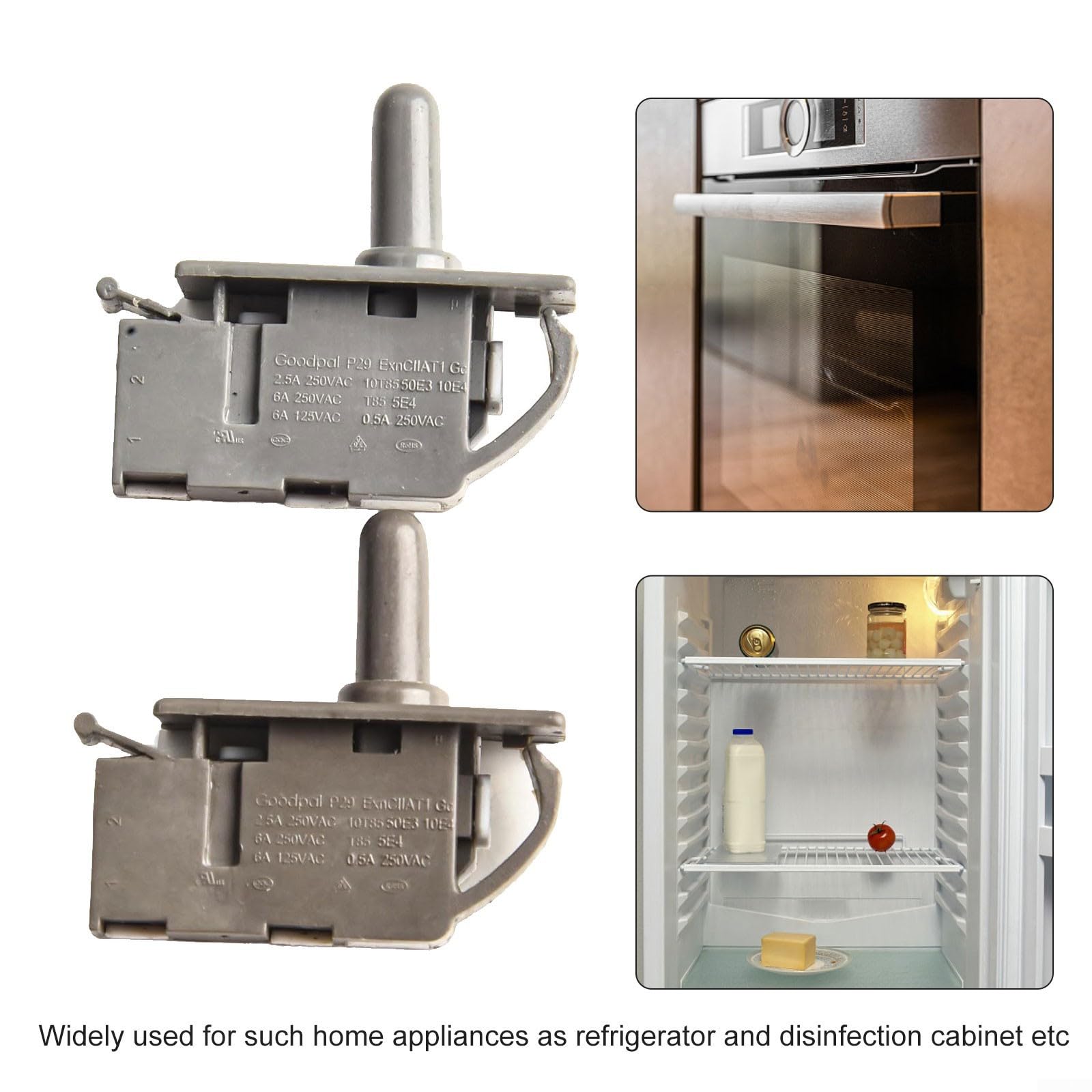 Lot De 2 Interrupteurs Bouton Poussoir Pour Lumière De Porte De Réfrigérateur Compact - Neuf