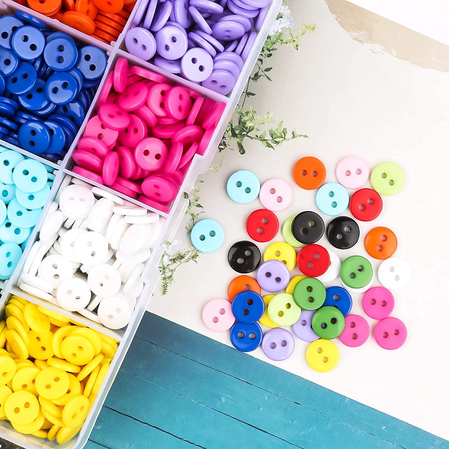 RELAND SUN 20 Bottoni Rotondi In Resina Per Cucire Colori