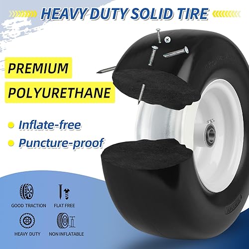 Miniatura 10 de Neumático y rueda para cortacésped de 11 x 4.00-5 pulgadas con bujes de 34 o 58 pulgadas, cubo centrado de 3.4-4-4.5-5 pulgadas, neumático de banda