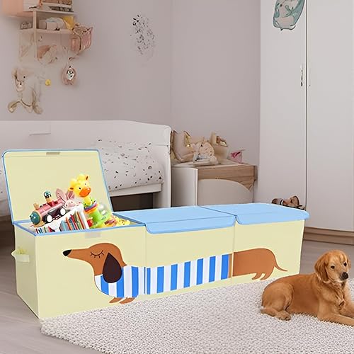 Miniatura 6 de ASKETAM Caja grande de juguetes para perros, lindo contenedor de almacenamiento de juguetes con tapa, caja de juguetes para decoración de habitación