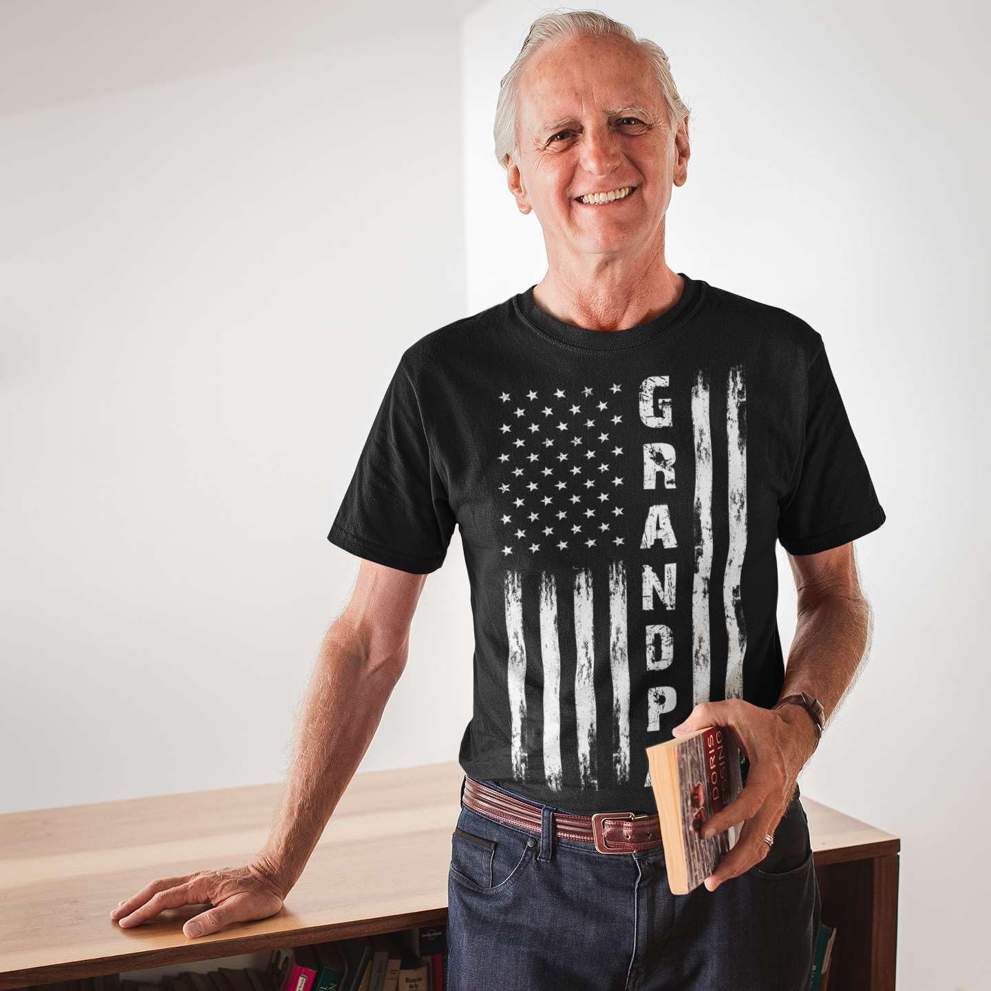 Grandpa Papa T Shirt for Men – Funny Patriotic Vintage USA Flag Shirt, Birthday for Grandpa and Papa - Image 5